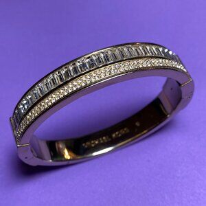 Midhael Korrs Hinged Pave Crystals And Baguettes Bracelet